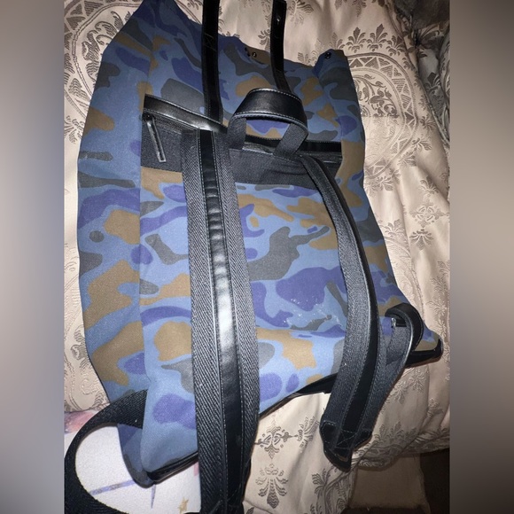 LIKE NEW—NEVER USED Phillip Lim Blue/brown Camouflage Flap canvas Backpack - Picture 3 of 9